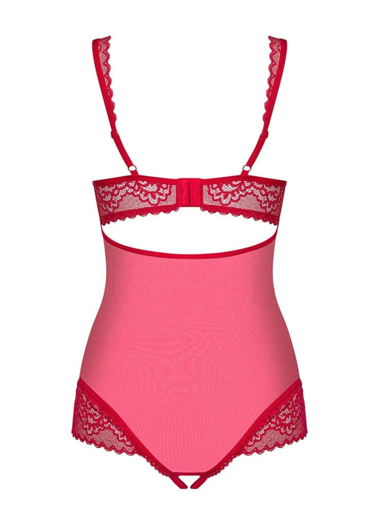 Rougebelle crotchless teddy red S/M Exemple