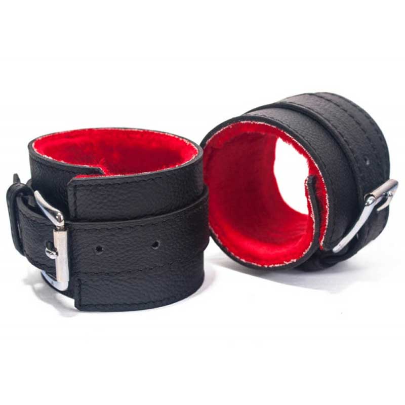 Hand Cuffs Grain Leather Black/Red Exemple