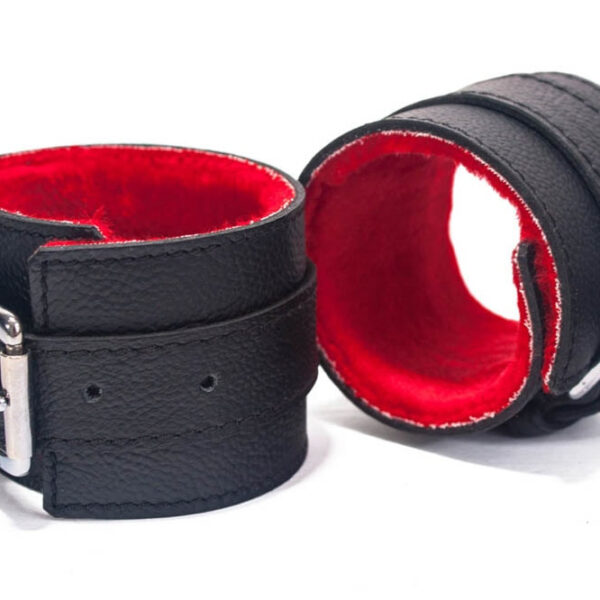 Hand Cuffs Grain Leather Black/Red - Catuse