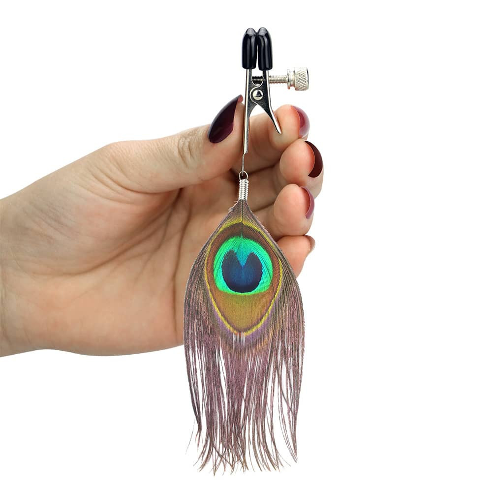 Nipple Clamp With Peacock Feather Trim Exemple