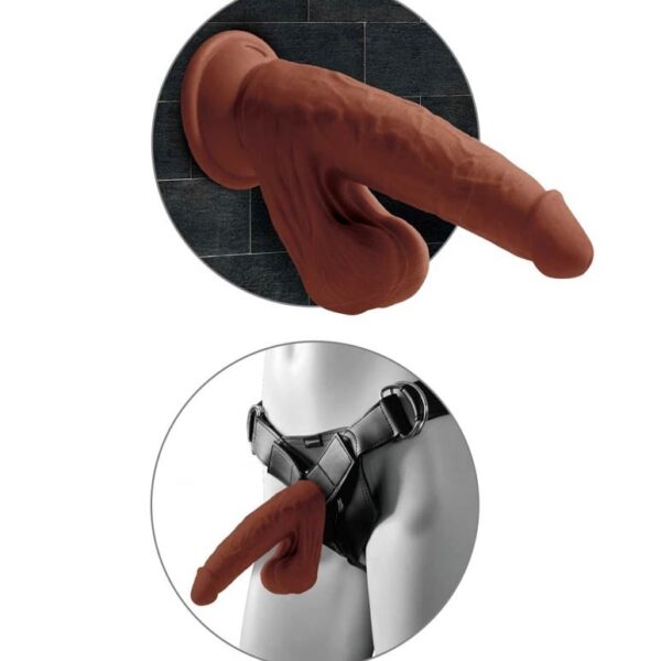 8" Triple Density Cock With Swinging Balls - Brown Exemple