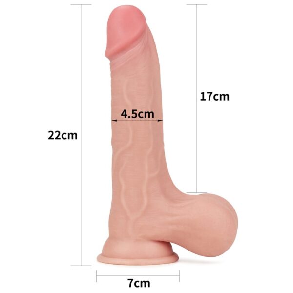 8.5'' Sliding Skin Dual Layer Dong - Whole Testicle - Dildo