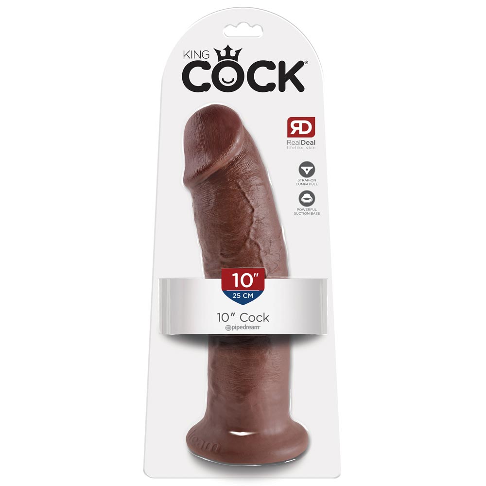 King Cock 10 inch Cock Brown Dildo Cu Ventuza Culoare Maro