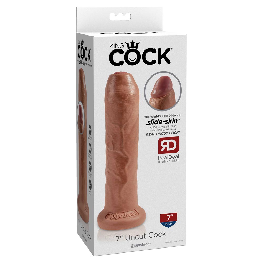 King Cock 7 inch Uncut Cock Dildo Cu Ventuza Culoare Flesh