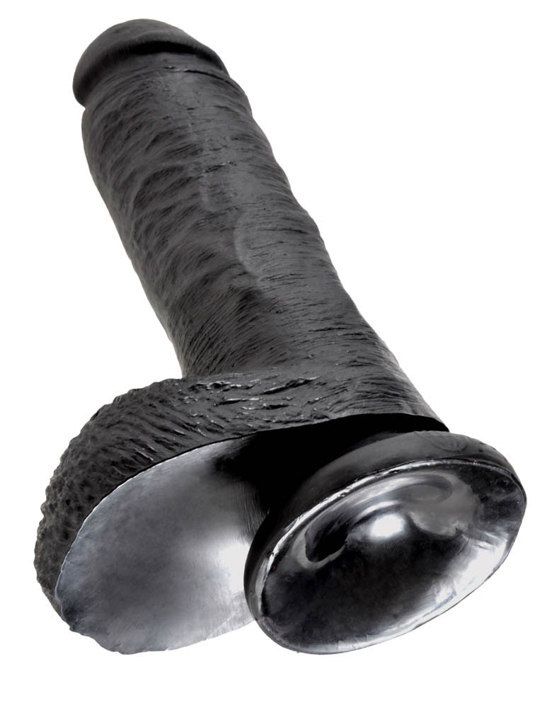 King Cock 8 inch Cock With Balls Black - Dildo