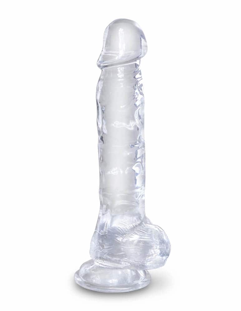 Dildo Cu Testicule King Cock Clear 8" Cock with Balls