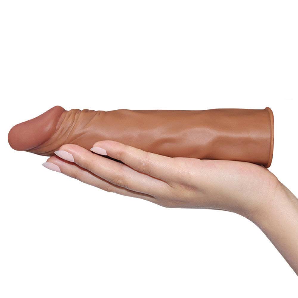 Pleasure X-Tender Penis Sleeve Brown 4 Prelungitor Penis Rezistent La Apă Culoare Maro
