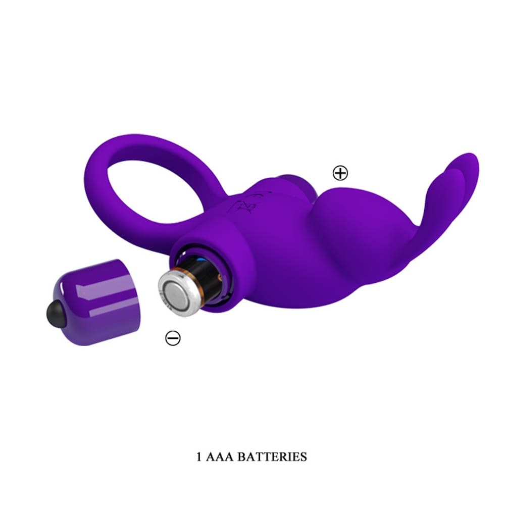 10 functions of vibrationSilicone non-removeable bullet for battery house only1 AAA operated - Inele Penis