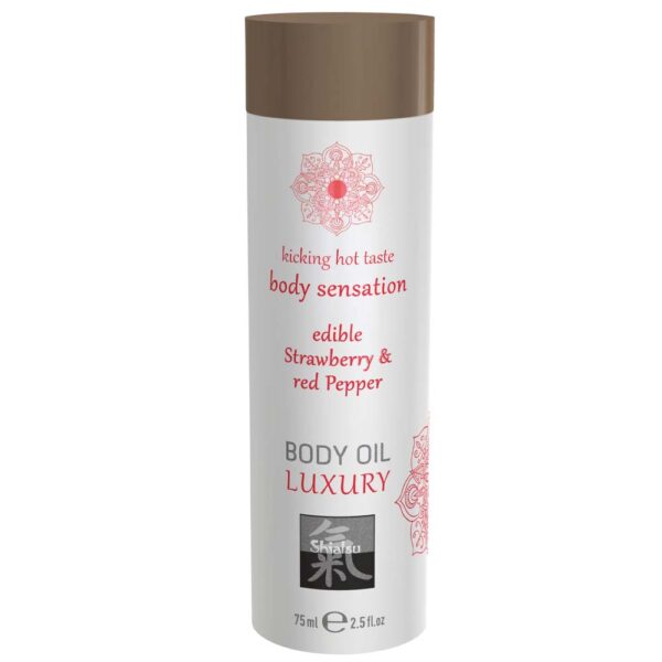 Luxury body oil edible  - Strawberry & Red Pepper 75ml Exemple