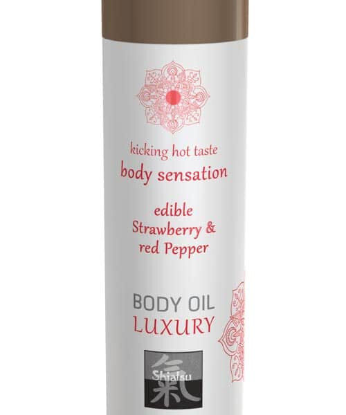 Luxury body oil edible  - Strawberry & Red Pepper 75ml - Lumanari Si Uleiuri Masaj