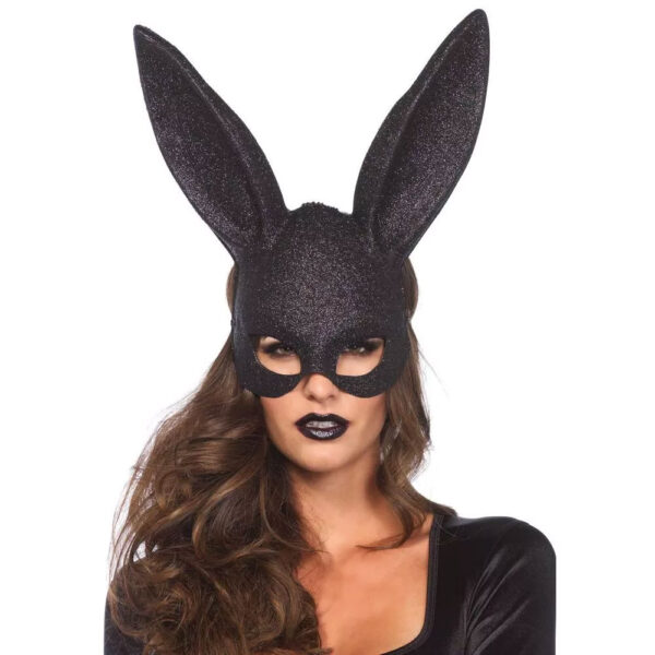 Glitter Masquerade Rabbit Mask Black Exemple