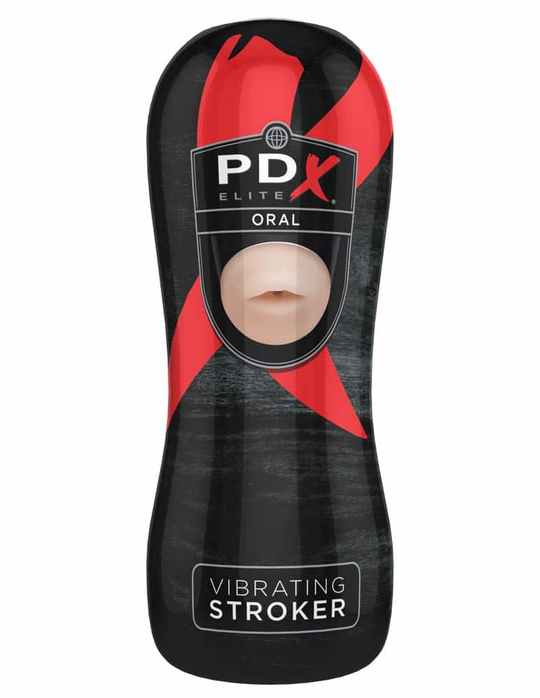 PDX Elite Vibrating Oral Stroker - Flesh/Black - Masturbatoare