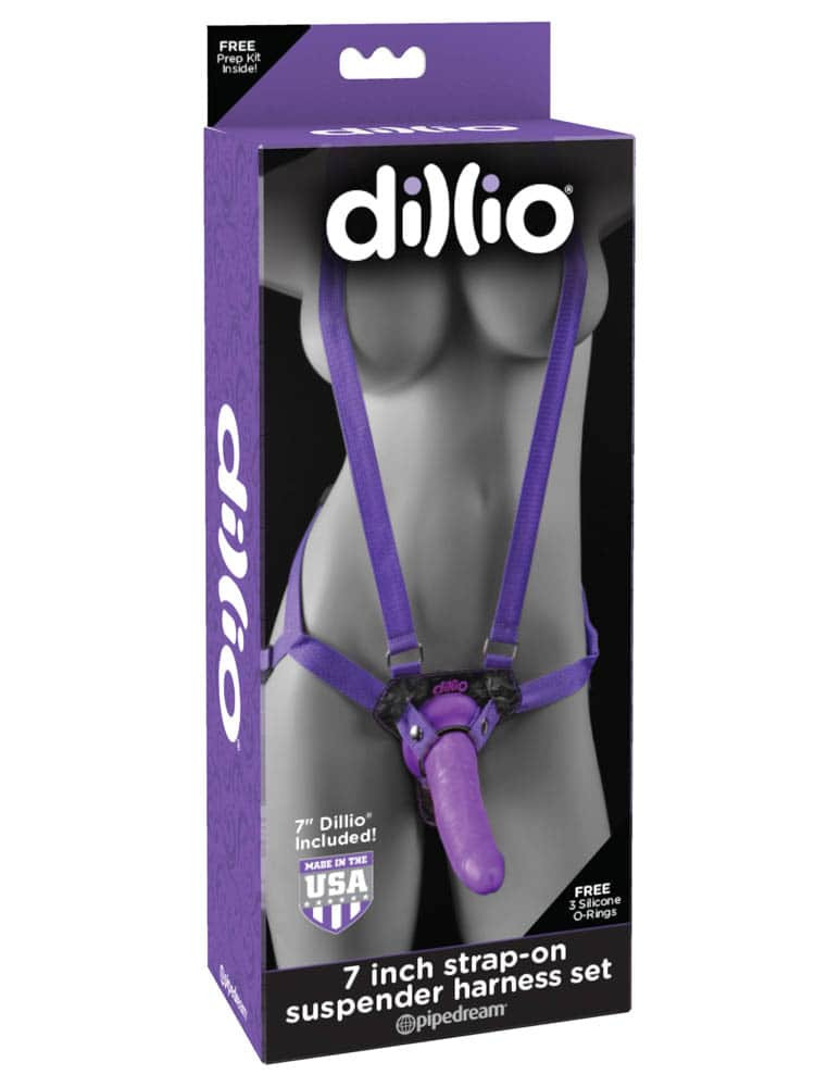 Dillio  7" Strap-On Suspender  Harness Set - Strap On