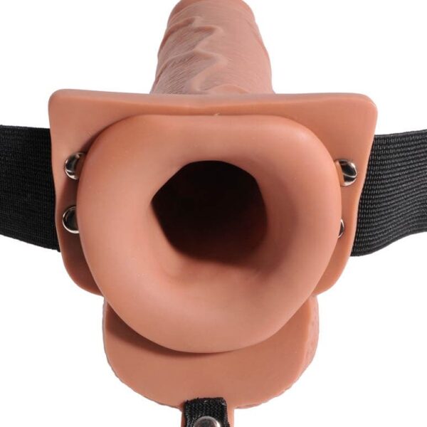 Fetish Fantasy 7.5 inch Hollow Squirting Strap-On with balls Tan Exemple