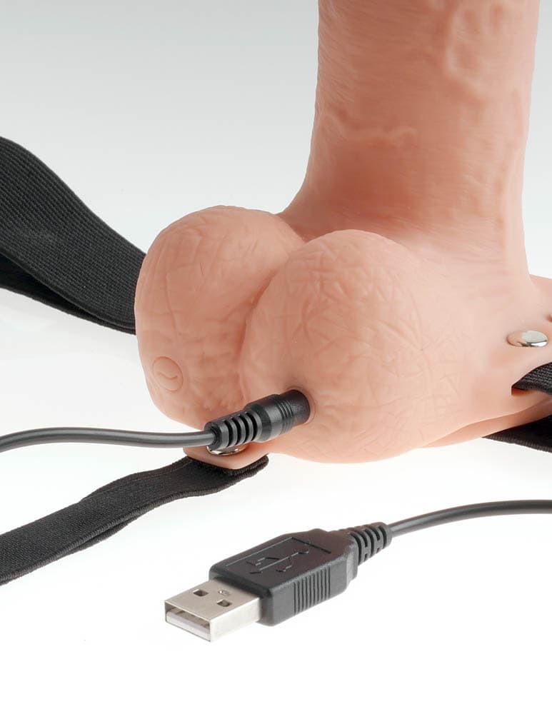 Fetish Fantasy Series 9 inch Hollow Rechargeable Strap-on with balls Flesh Exemple