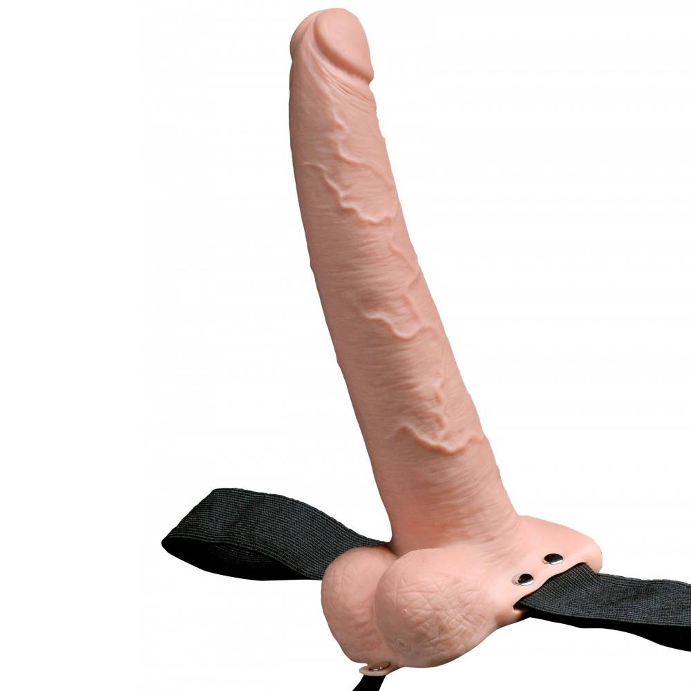 Strap On Cu Vibrații Fetish Fantasy Series 9 inch Hollow Rechargeable Strap-on with balls Flesh