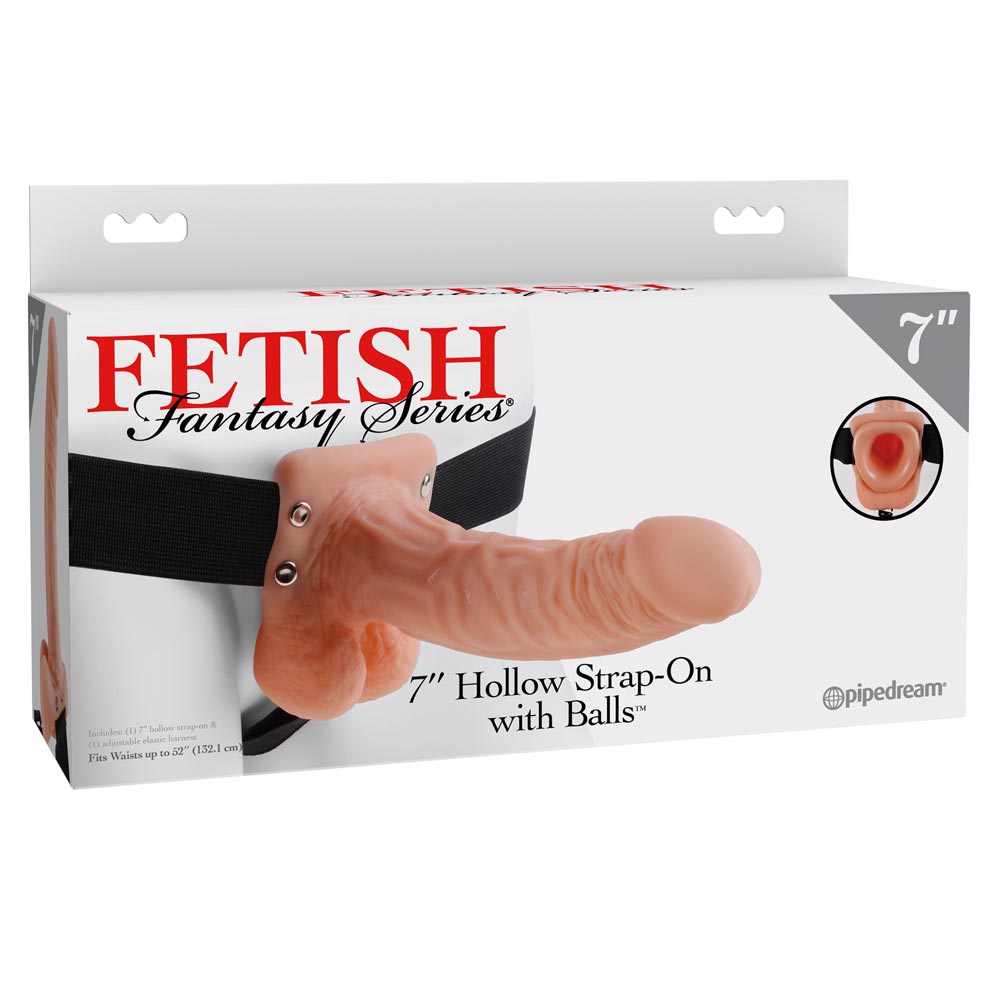 Fetish Fantasy Series Hollow Strap-on with balls 7 inch Flesh Strap On Cu Testicule Culoare Flesh