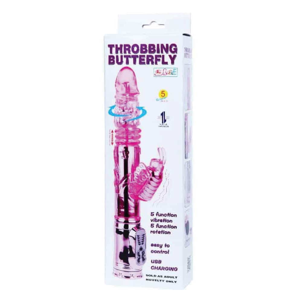 Throbbing Butterfly Vibrator Pink Vibrator Rezistent La Apă Culoare Roz