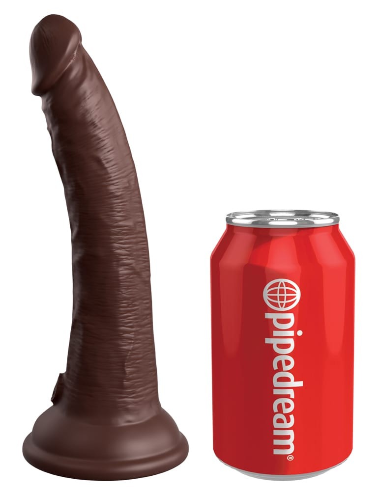 Profil 7" Dual Density Vibrating Silicone Cock with Remote  Brown