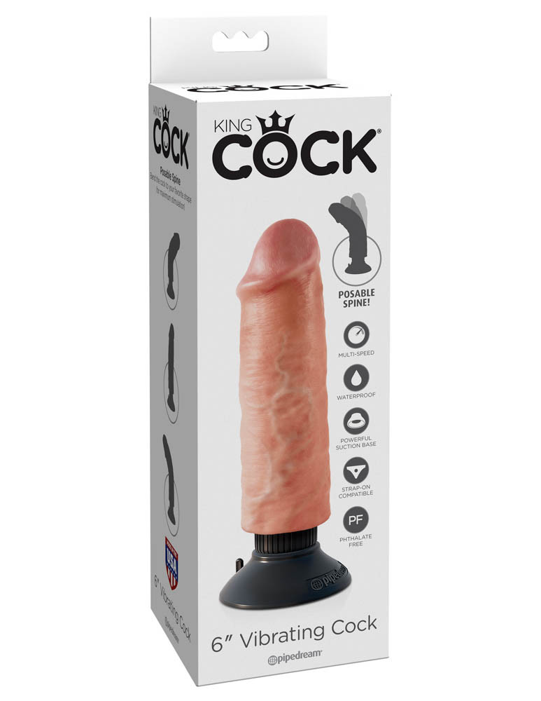 King Cock  6" Vibrating Cock Flesh Exemple